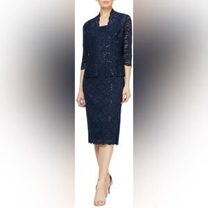 SLNY Lace Dress & Jacket Two-Piece Set